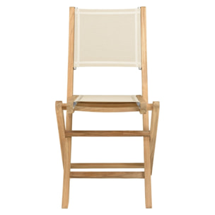 FUN - Ensemble de jardin en bois teck et textilène 8/10 personnes