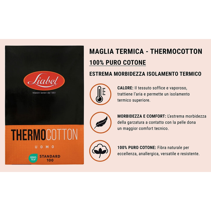 3 Maglie Termiche da Uomo a Manica Lunga 100% Cotone Liabel Art. 2855-333