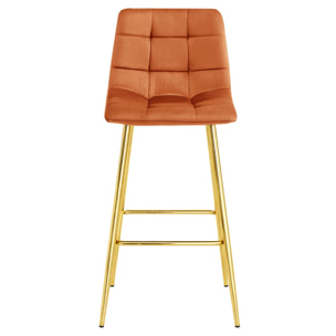 Sgabello Arceto in velluto color rame e gambe dorate