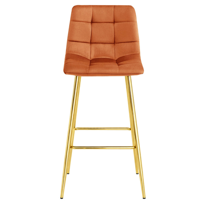Sgabello Arceto in velluto color rame e gambe dorate