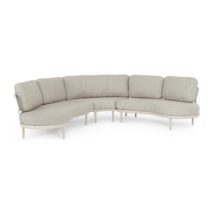 Set salotto angolare da giardino SAGRES con cuscini beige, schienali in corda e struttura beige