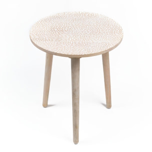 Bout de canapé imprimé motif devant bois MANGO WOOD beige