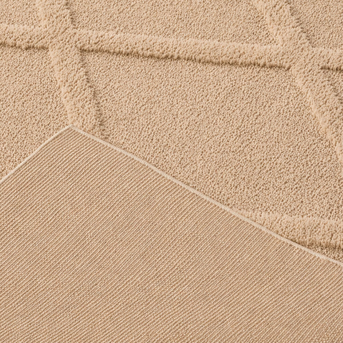 HARMONIE - Tapis de salon beige à motif berbère en relief