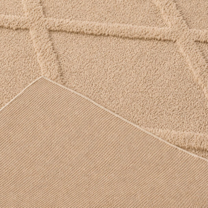 HARMONIE - Tapis de salon beige à motif berbère en relief
