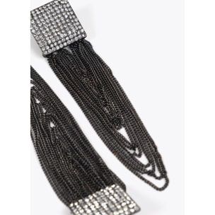 Orecchini Quadrati Cristalli e Nappine