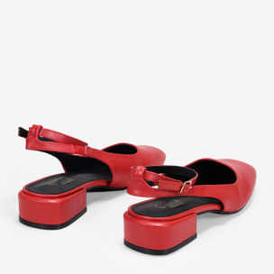 Zapatos Mary Jane destalonados rojos con tacón