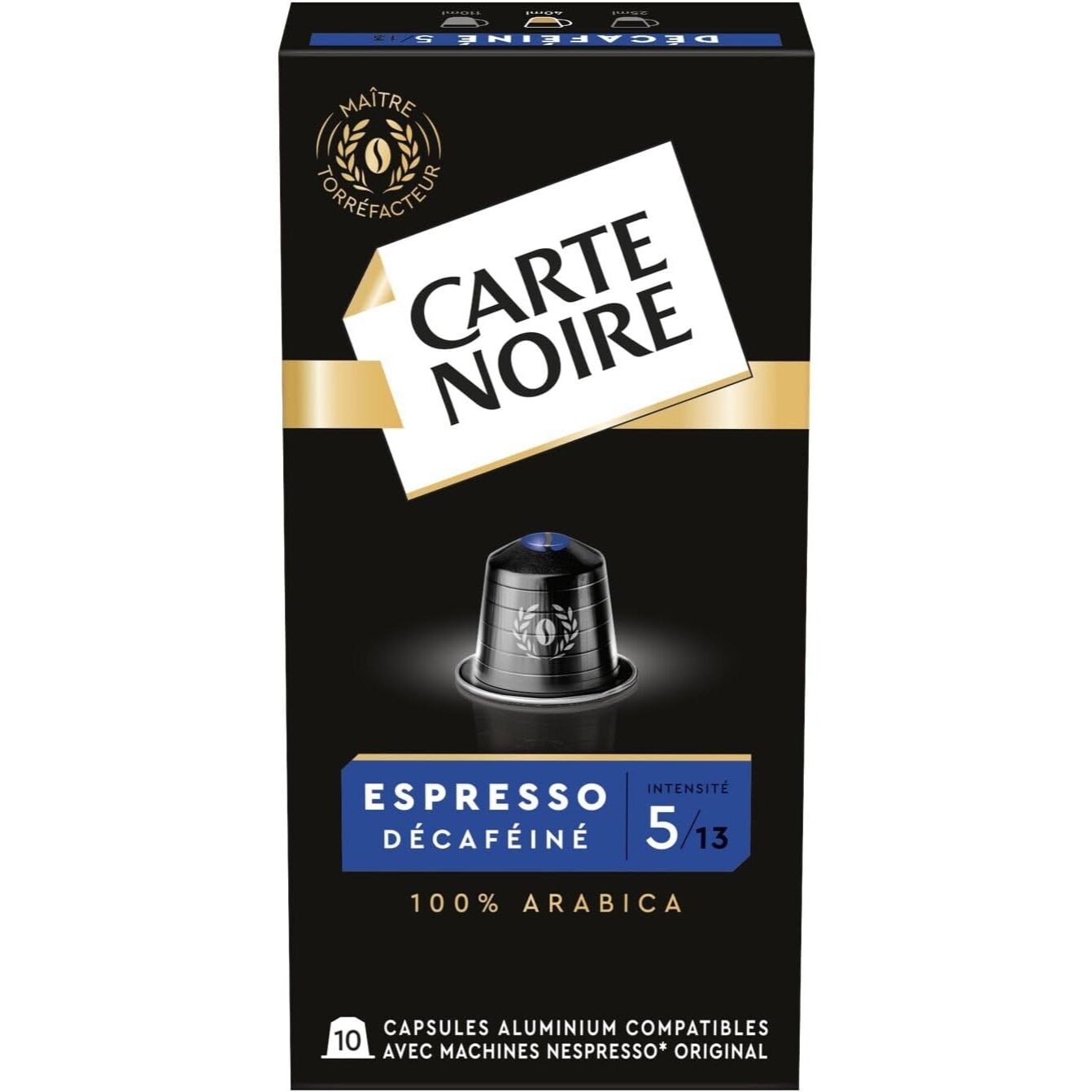 image-Espresso Déca n°5 x10 - Capsules compatibles Nespresso en aluminium