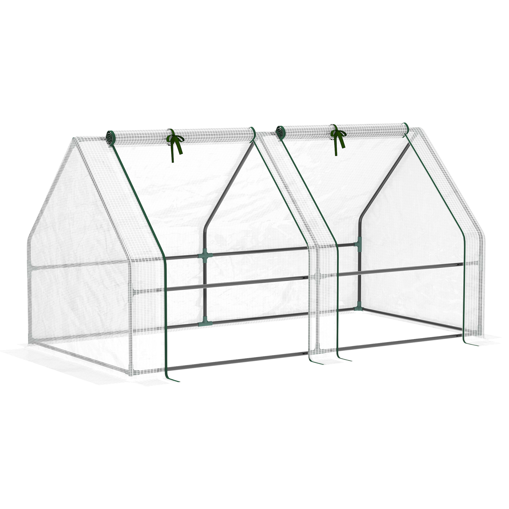 Mini serre de jardin serre à tomates 180L x 90l x 90H cm acier PE haute densité 140 g/m² anti-UV 2 fenêtres avec zip enroulables blanc