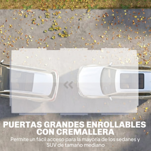 Carpa Garaje Portátil 3x6 m, Garaje Exterior para Coche Impermeable con 2 Puertas Enrollables y 6 Ventanas, Altura Ajustable, Marco Acero Galvanizado, UPF30+, Cobertizo de Almacenaje, Blanco