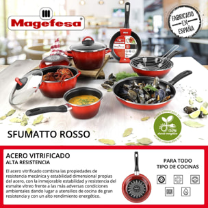 Wok 'sr' acero esmaltado rojo magefesa