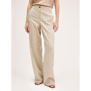 Motivi - Pantalones modelo palazzo con raya diplomática - Beige