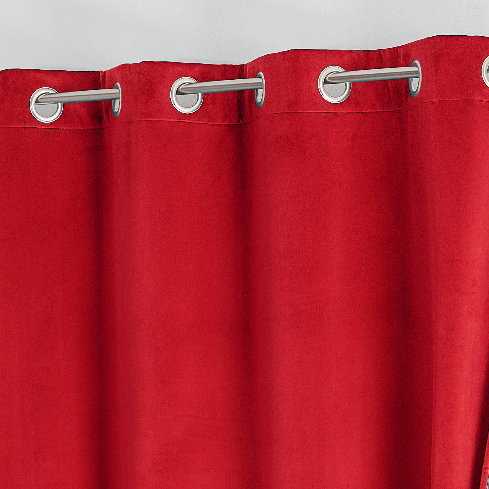 Rideau isolant et occultant en velours doublé polaire - Rouge