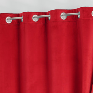 Rideau isolant et occultant en velours doublé polaire - Rouge