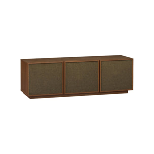 Meuble TV décor bois et tissu 3 portes 140cm KUBA
