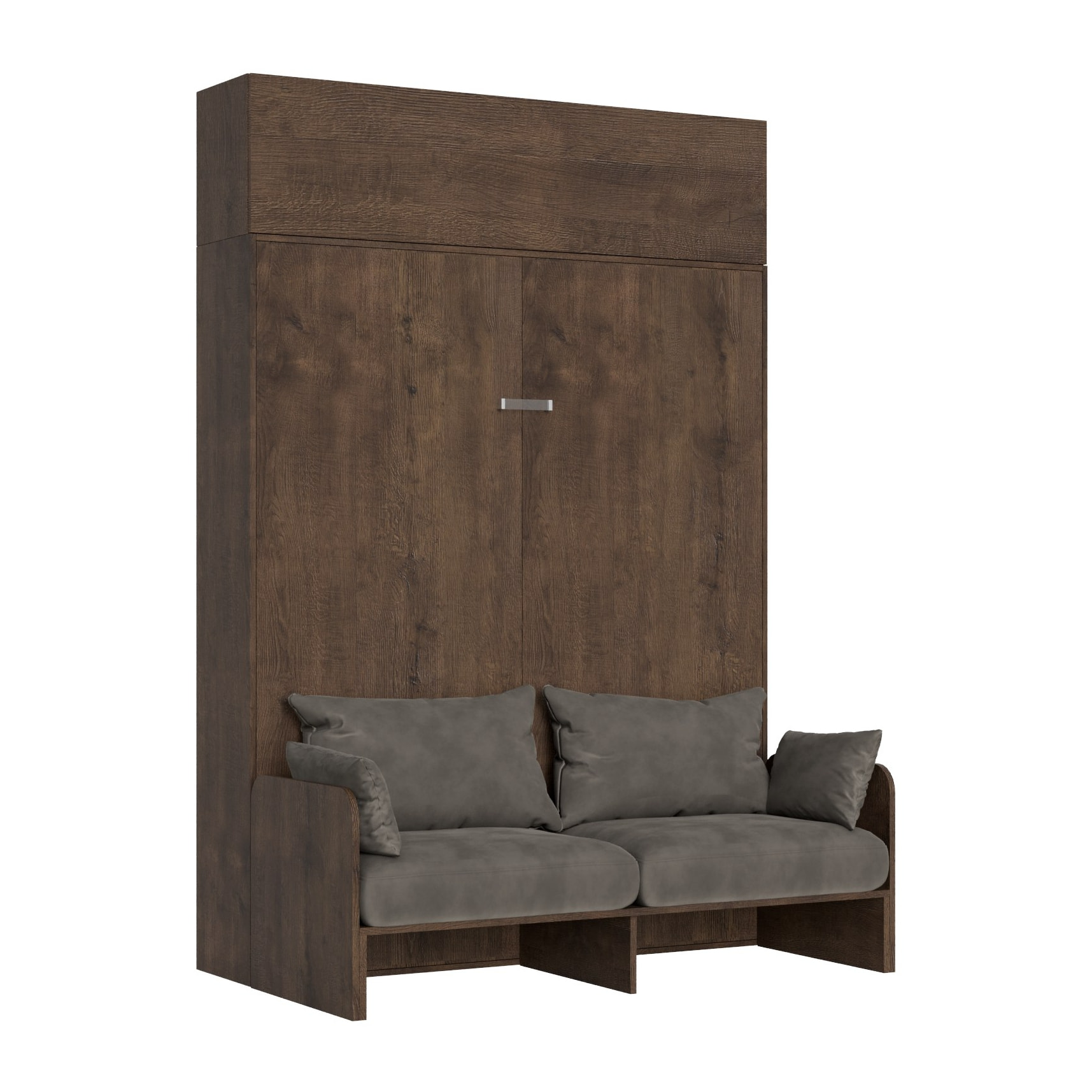 Armoire Lit escamotable vertical double 160 KENTARO avec canapé Noyer avec élément haut (ALESSIA 20)