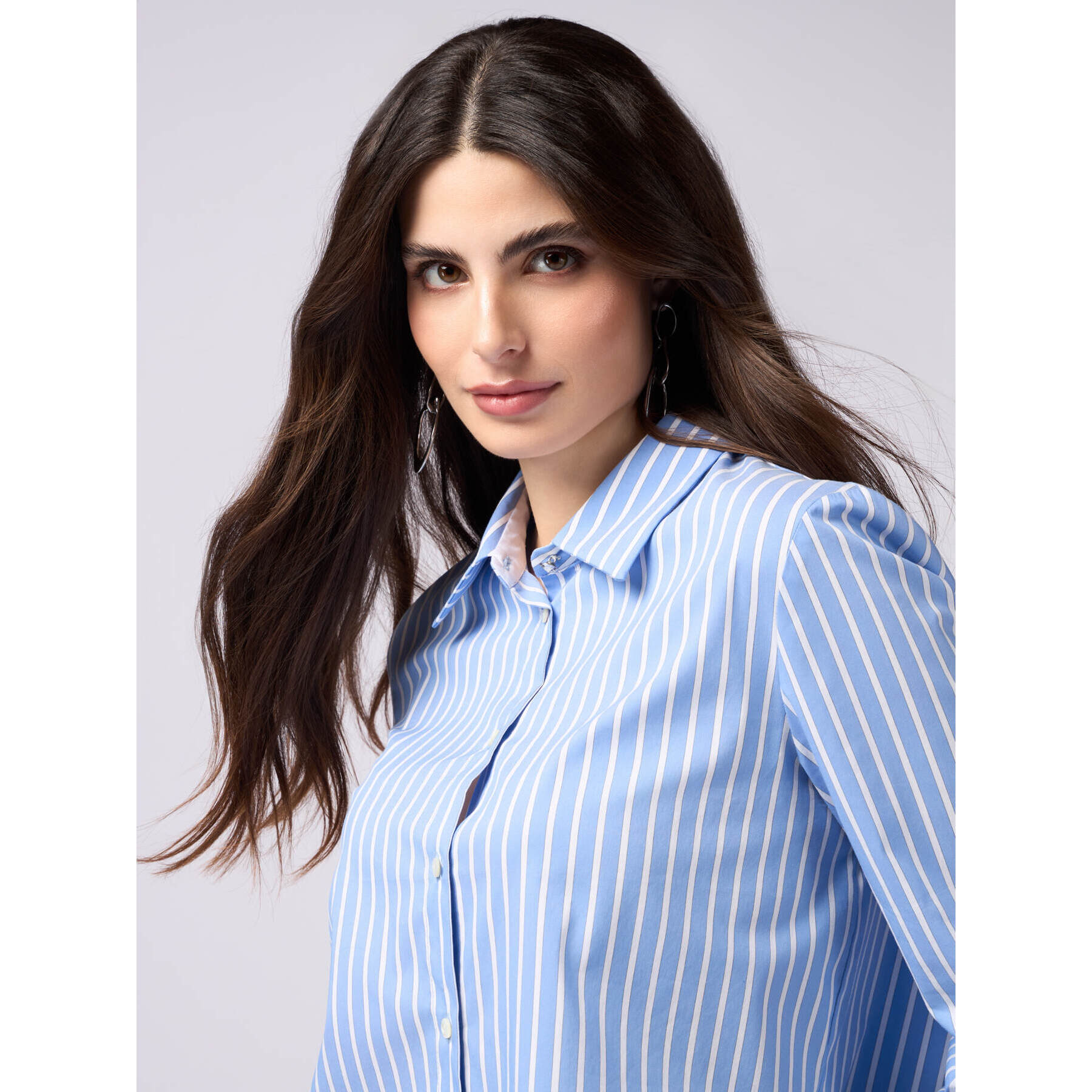 Oltre - Camicia cropped a righe - Azzurro