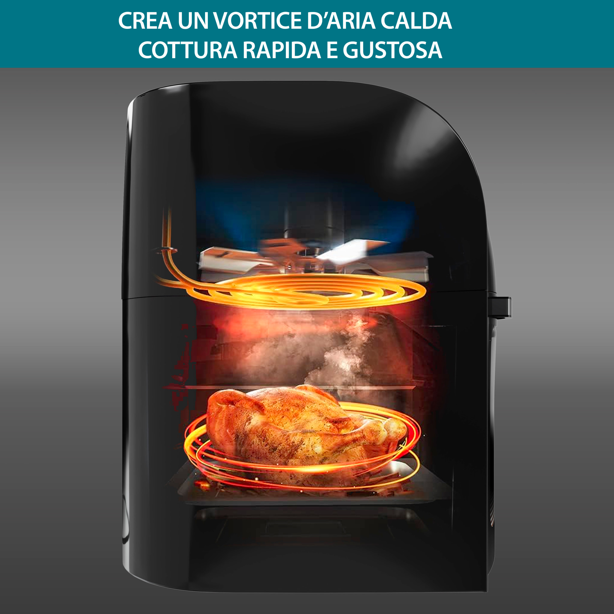 Friggitrice Ad Aria 12 Litri 10 In 1 Forno Aria Calda Con LED Touch Screen Senza Olio Multifunzione 1800W 6 Accessori 7 Programmi