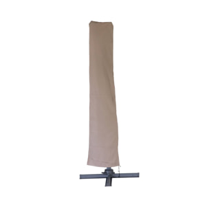 Parasol déporté carré taupe 3x3m structure grise + Lot de 4 dalles à lester 50x50cm