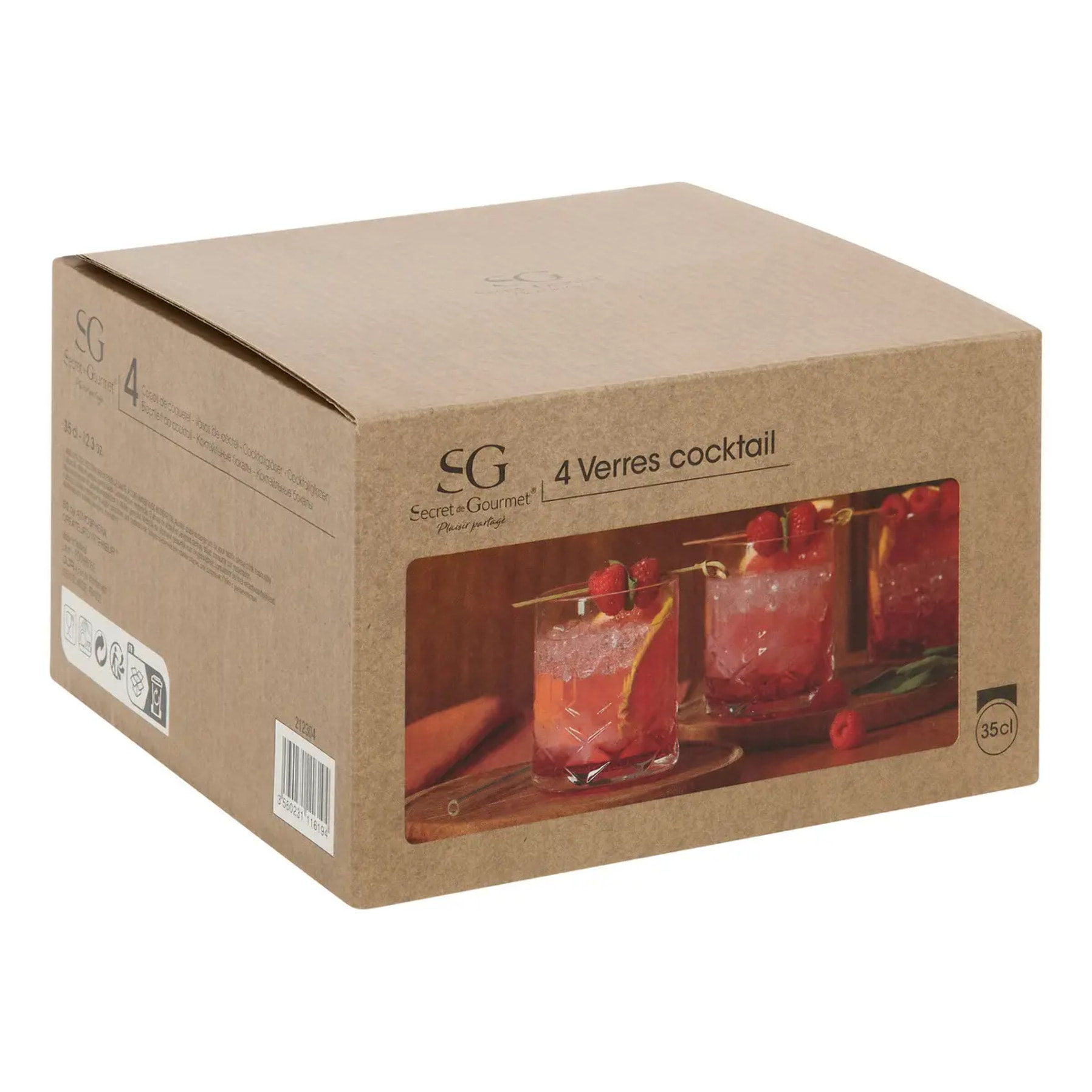 4 gobelets Gaspard transparent D8,1xH9,7cm