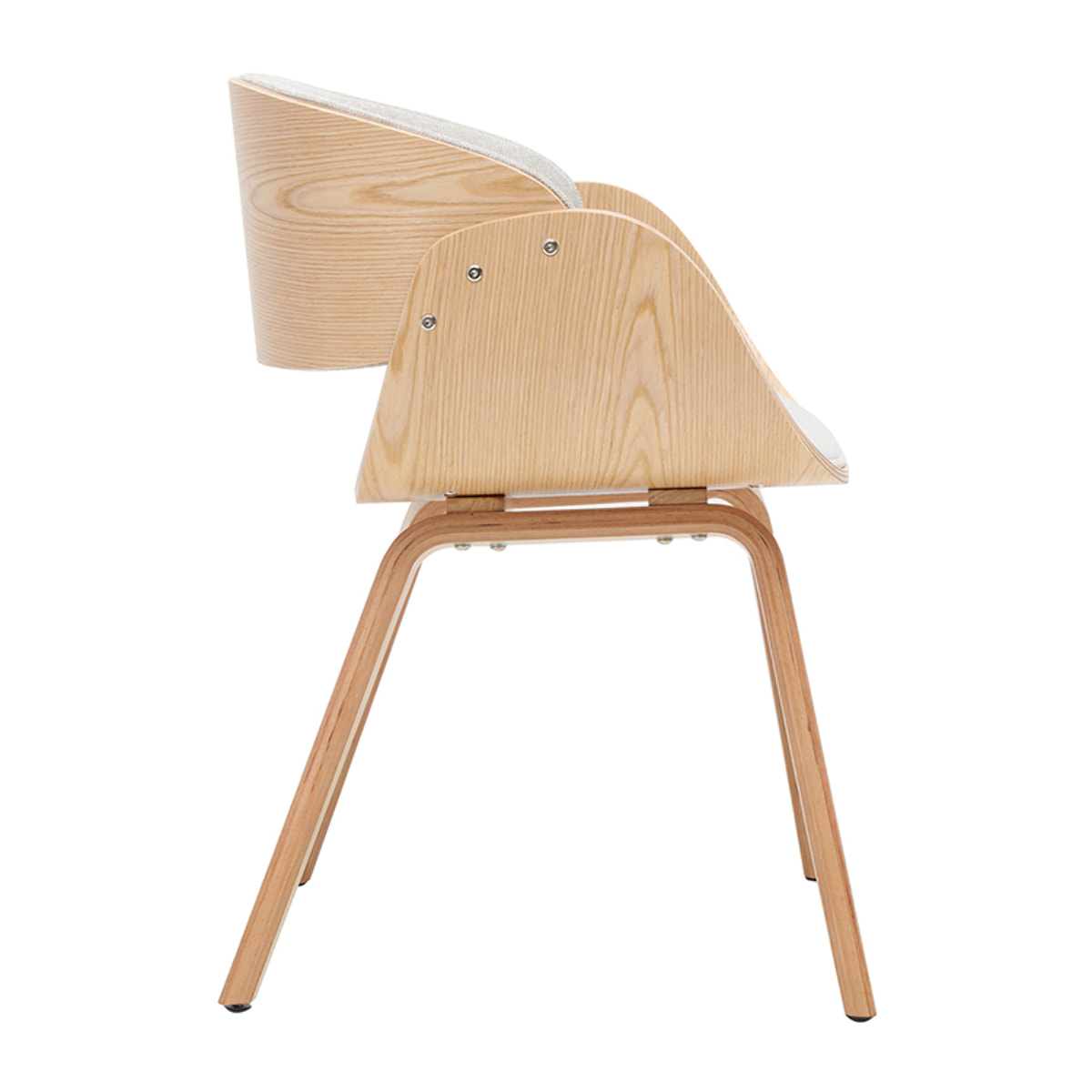 Chaise design en tissu effet velours texturé beige et bois clair BENT