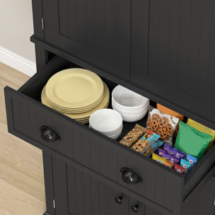 Buffet haut multi-rangement - 4 portes, grand tiroir - dim. 76L x 40l x 183H cm - noir