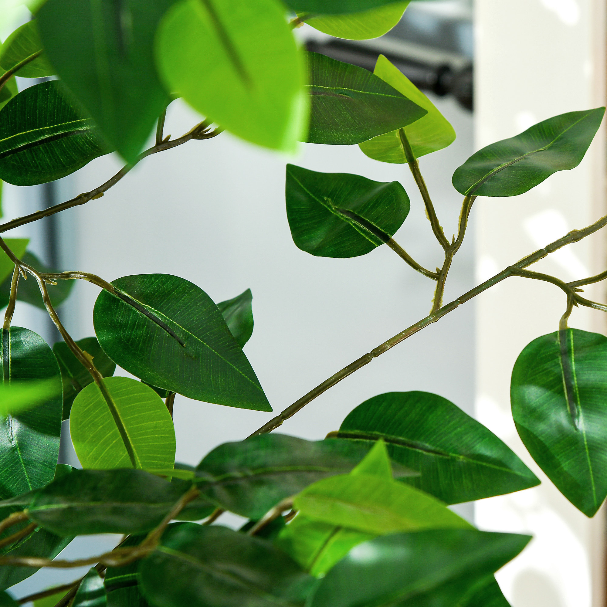 Lot de 2 plantes artificielles arbres ficus H.1,80 m tronc branches liane lichen feuilles grand réalisme pot inclus
