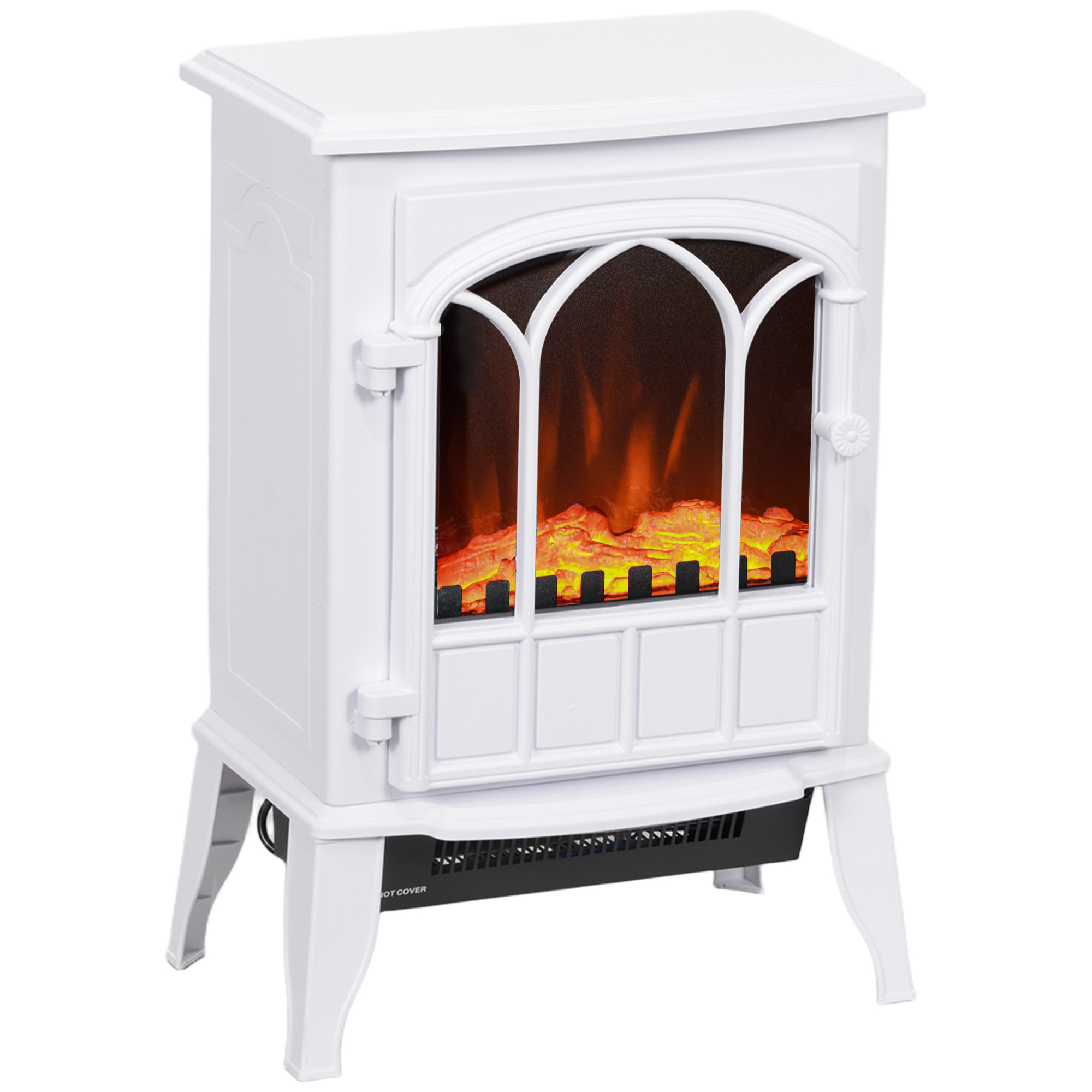 Chimenea Eléctrica 1000W/2000W Chimenea Decorativa con Ventana Efecto de Llama Temperatura Ajustable y Protección Sobrecalentamiento para 15-30 ㎡ 39x23x56,5 cm Blanco