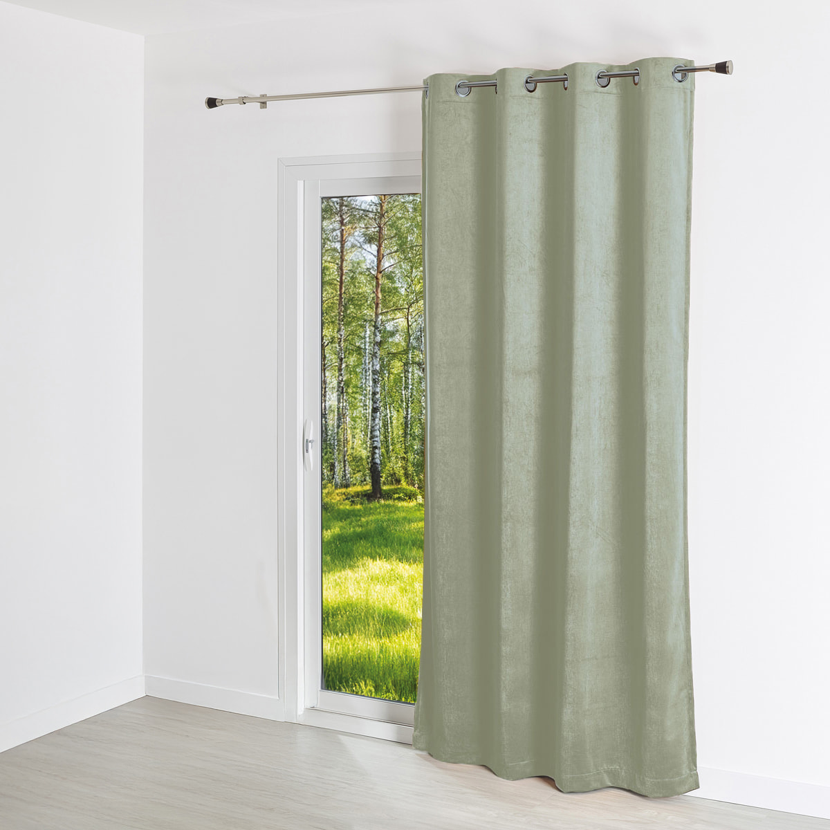 Rideau uni  - Effet daim - Vert tilleul