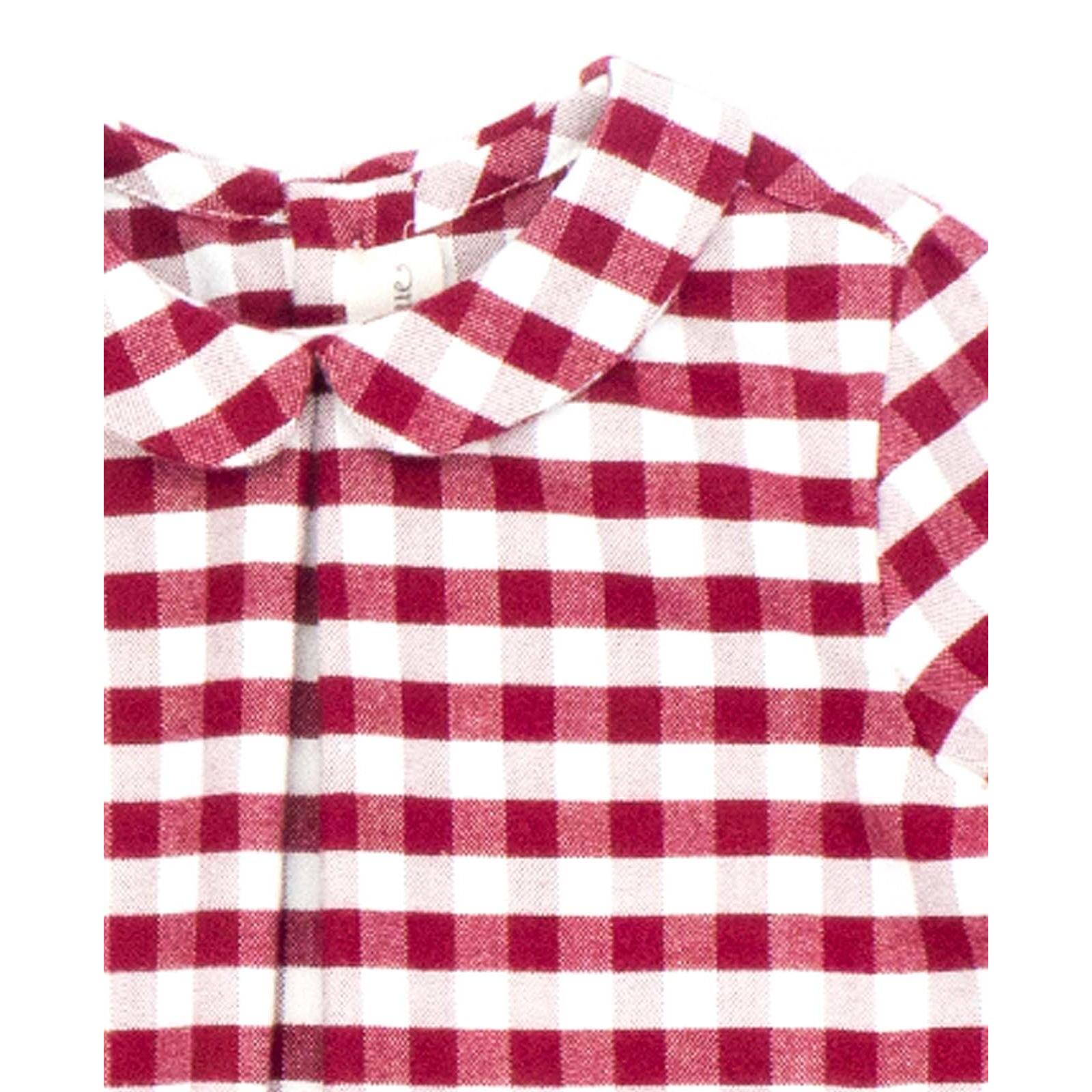 Camisa cuello bebé vichy granate y blanco