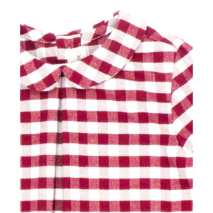 Camisa cuello bebé vichy granate y blanco