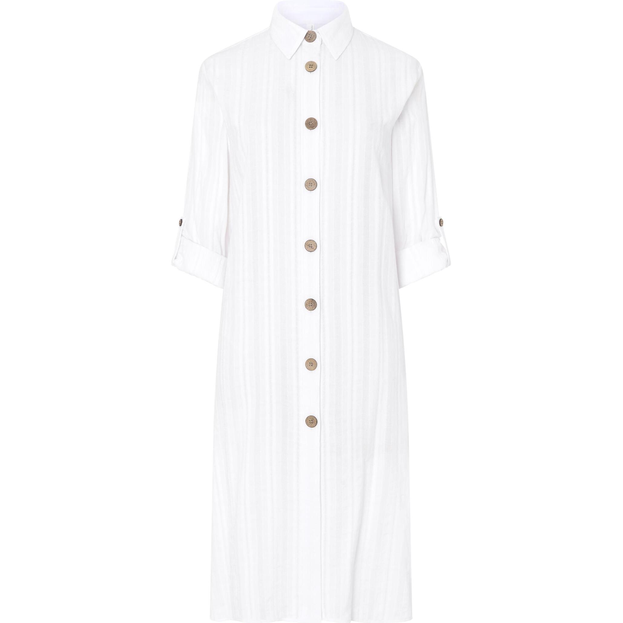 Vestido Blanco Abierto Botones