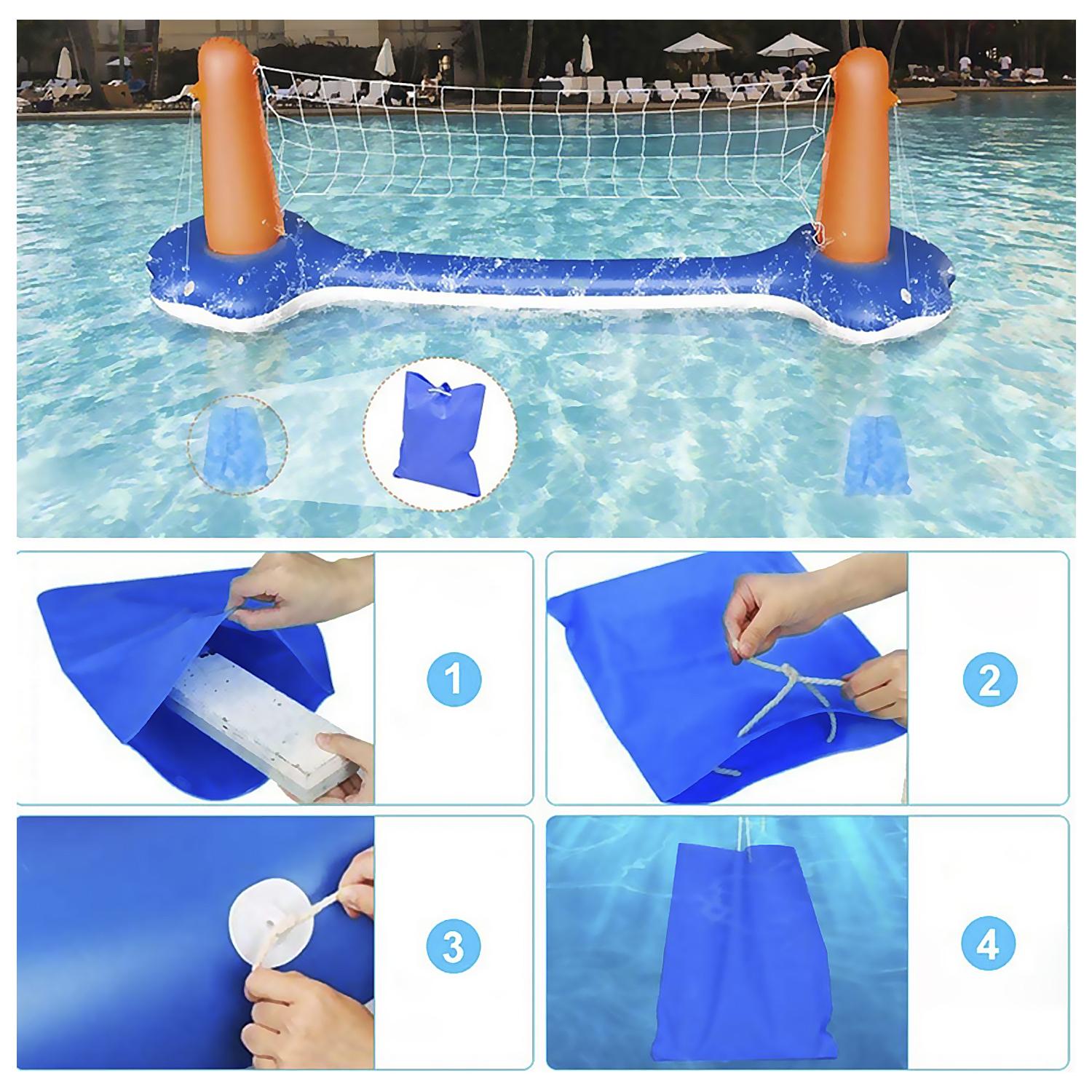 Juego de hinchables voleibol y baloncesto, para piscina y exteriores.