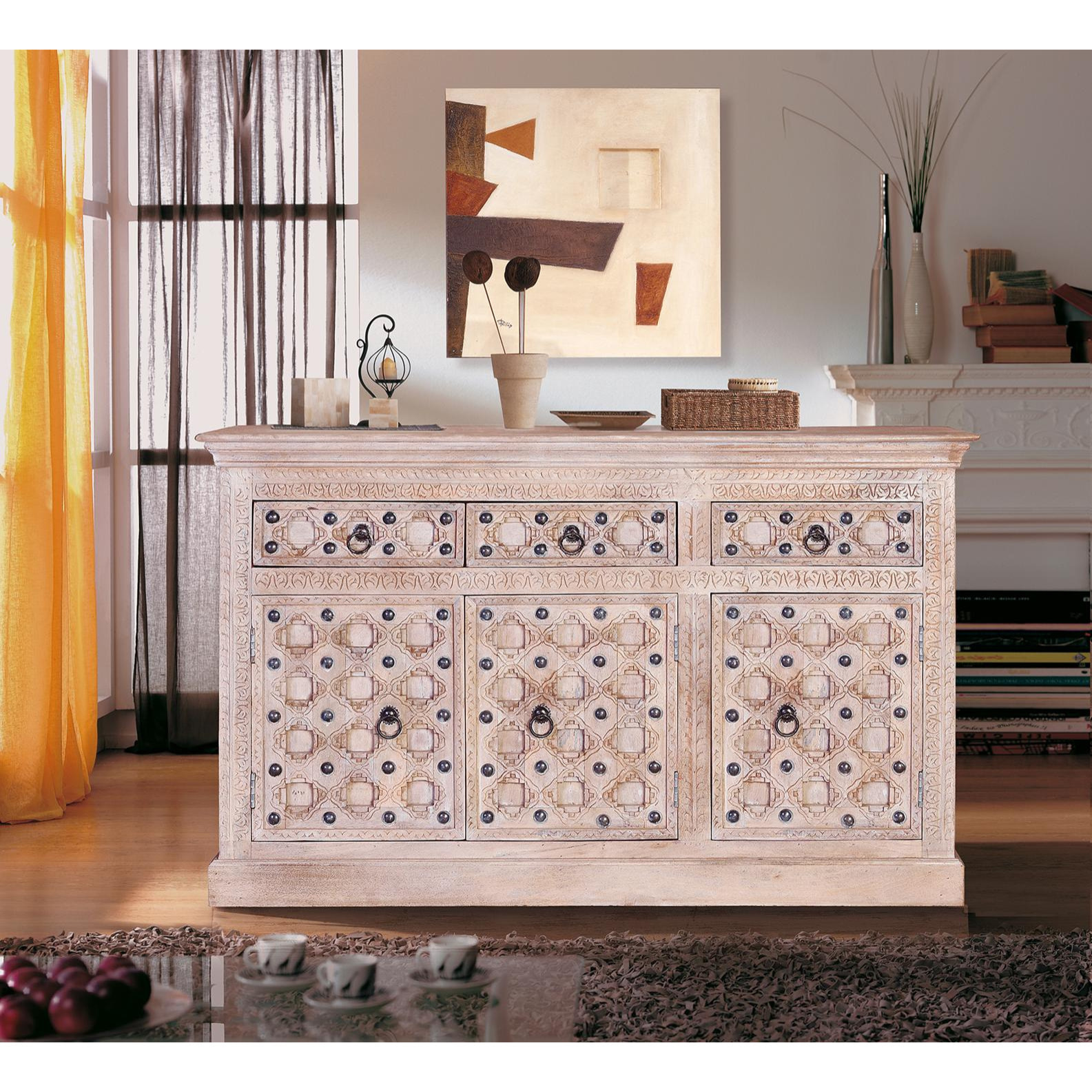 Aparador de Madera de Mango Estilo Mediterráneo Moderno