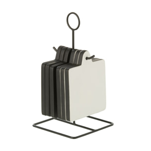 J-Line dessous de verre Square Vik - bois - noir/blanc