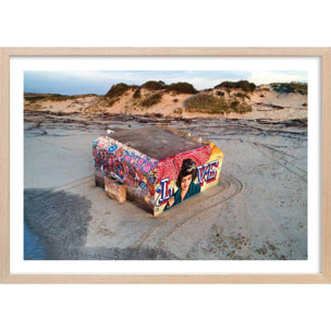 Affiche blockhaus art love Affiche + cadre en bois - Chêne