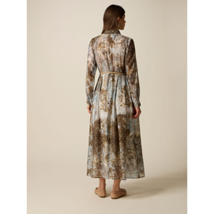 Oltre - Vestito chemisier lungo fantasia - Marrone