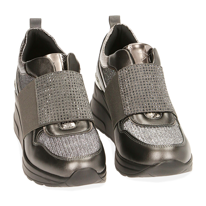 Slip-on antracite, zeppa 6 cm