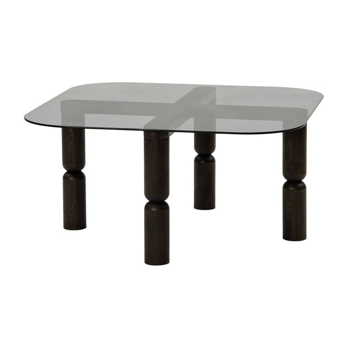 Tavolino da salotto Gran, Tavolo basso da caffè, Portariviste per divano, Ripiano da soggiorno, 80x80h40 cm, Antracite e Fumè