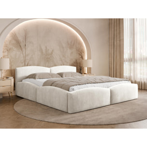Carla - lit coffre - 180x200 cm - en velours texturé - sommier inclus - Beige