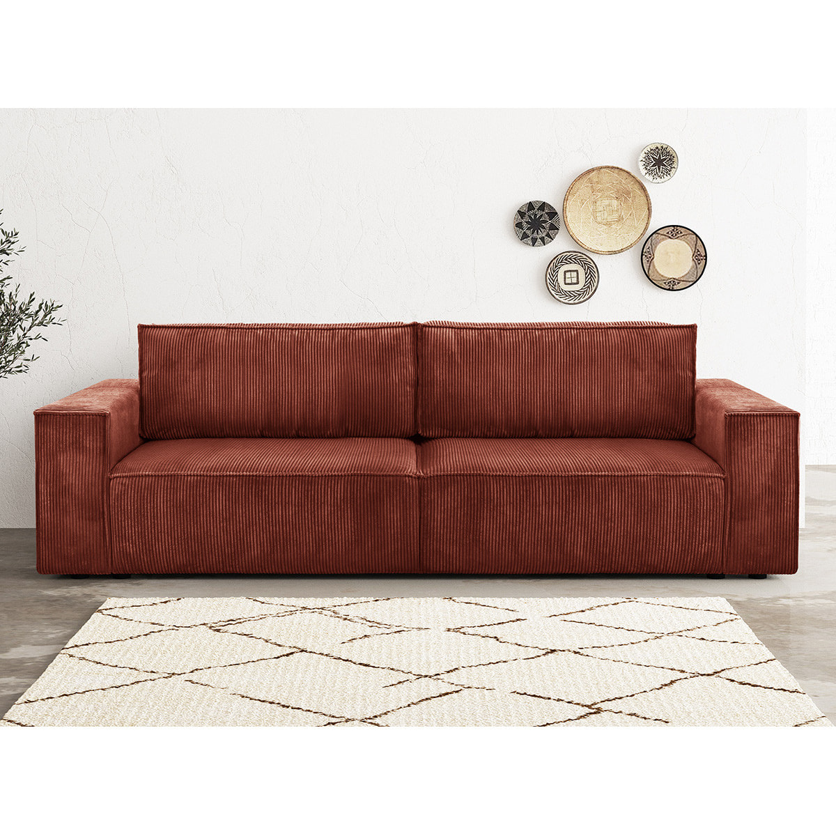 Canapé convertible 3 places en velours côtelé - HARPER