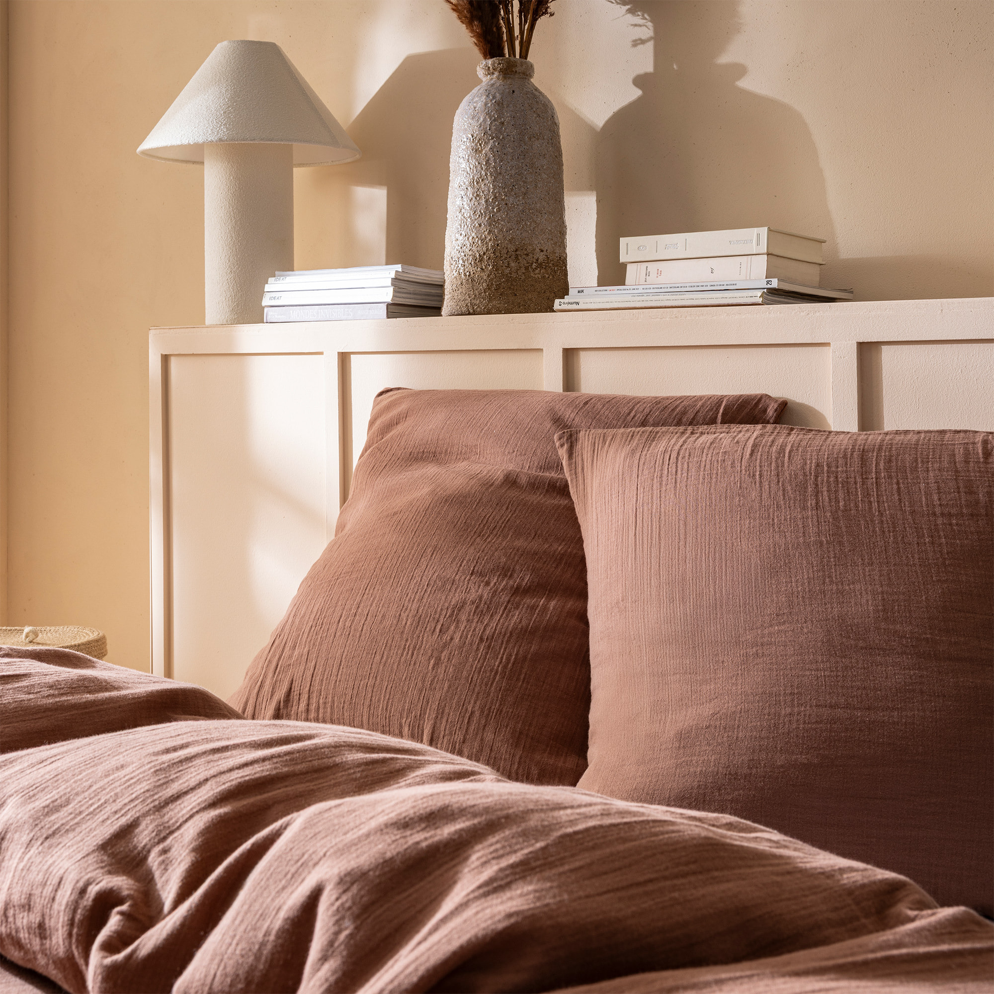 Parure de lit unie en coton, GAZE DE COTON