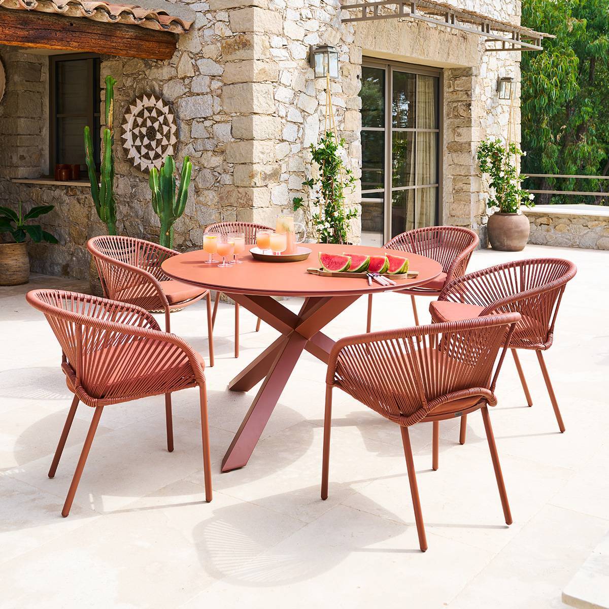 Table de jardin 6 places Oryon D130cm acajou