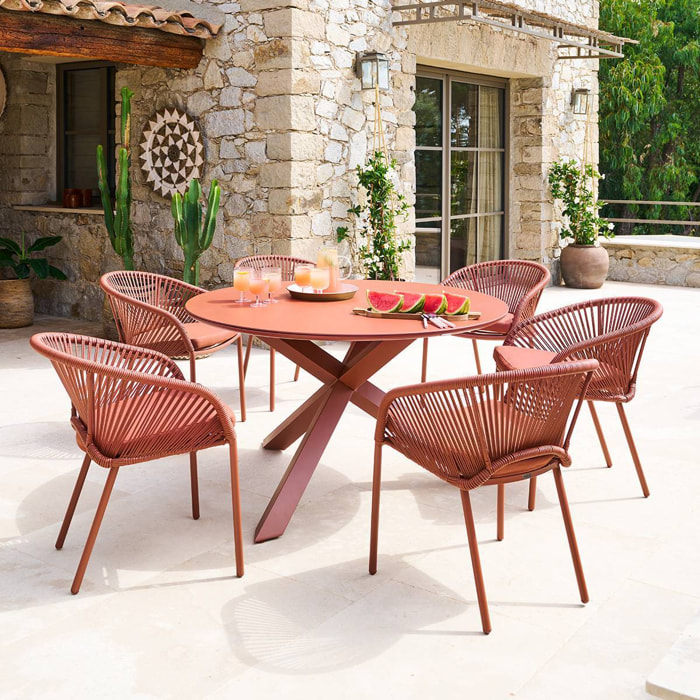 Table de jardin 6 places Oryon D130cm acajou