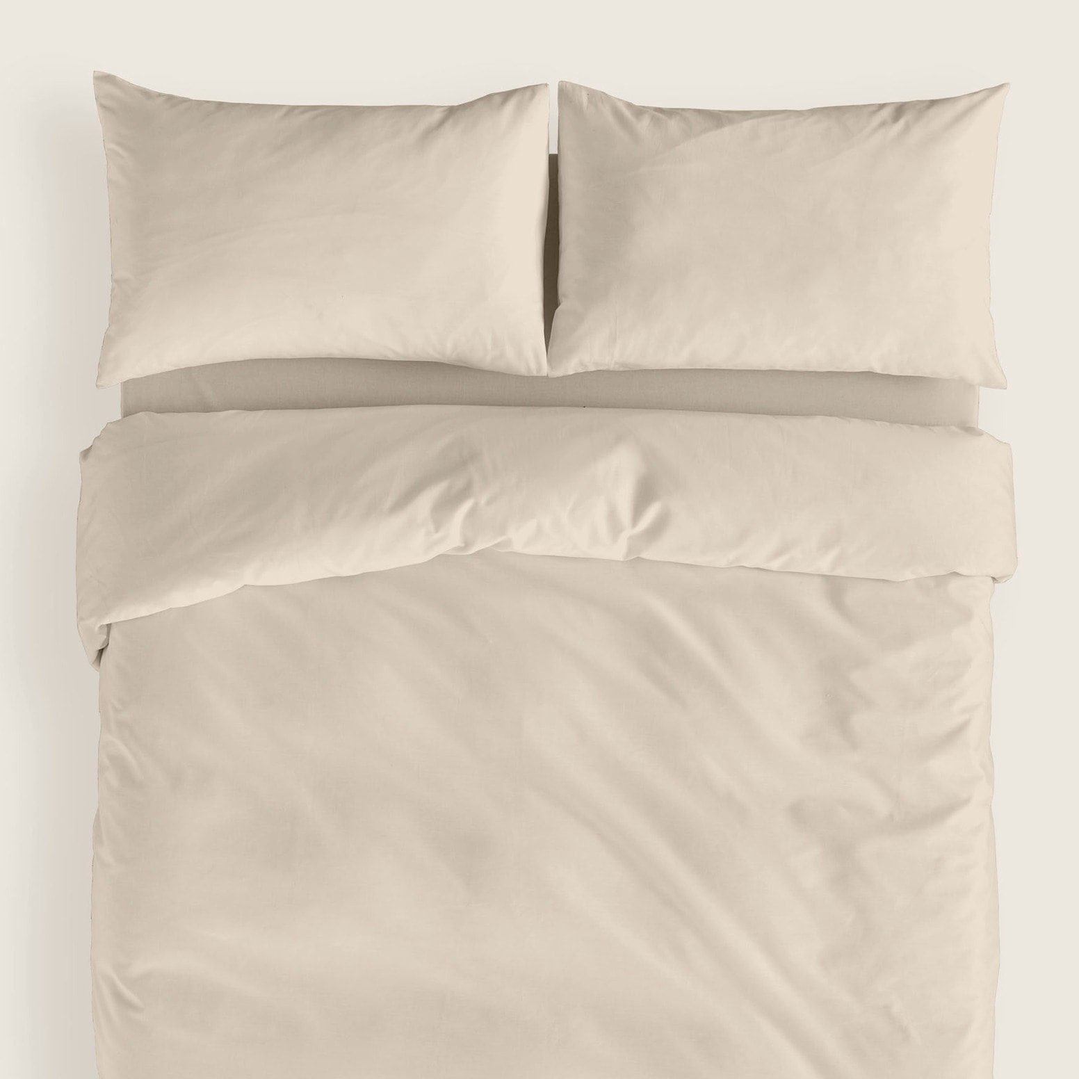 Naturals - Funda Nórdica Lisa - Cierre con botones - 100% Algodón - Incluye 1/2 Fundas de Almohada - Ftr6 Beig