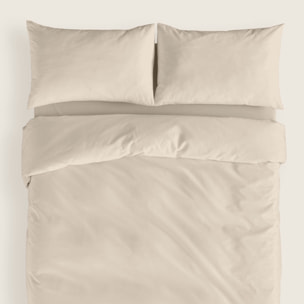 Naturals - Funda Nórdica Lisa - Cierre con botones - 100% Algodón - Incluye 1/2 Fundas de Almohada - Ftr6 Beig