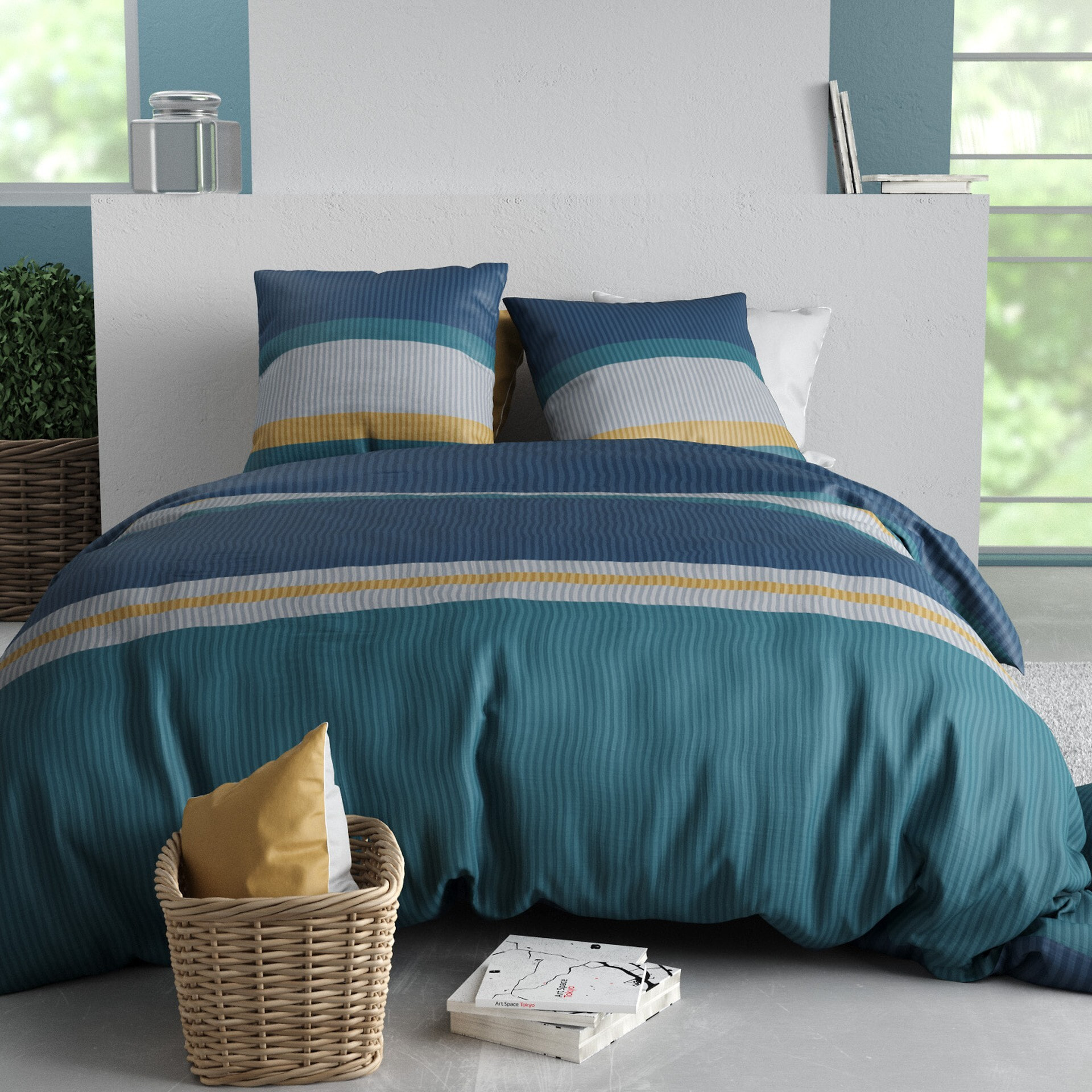 Parure Housse De Couette 3pcs 100% Coton 57 Fils OSCAR