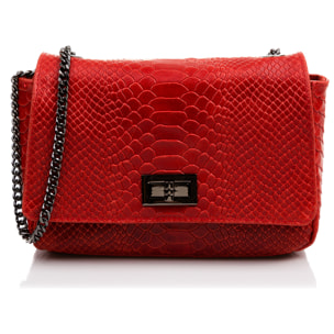 Dalida Borsa a tracolla Donna.Pelle autentica Camoscio Inciso Serpente