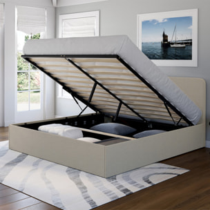 Lit coffre Louise 160x200cm tissu beige