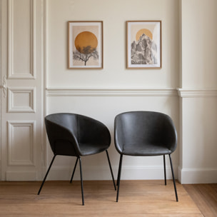 Lot de 2 chaises en simili gris foncé ANDRÉ