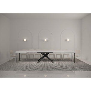 Table extensible 90x160/420 cm Karida frêne blanc pieds anthracite